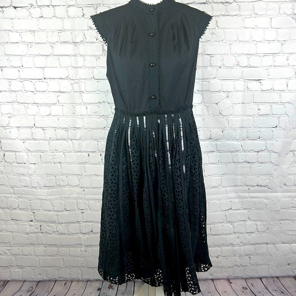 Vivienne Tam Black Eyelet Midi Dress